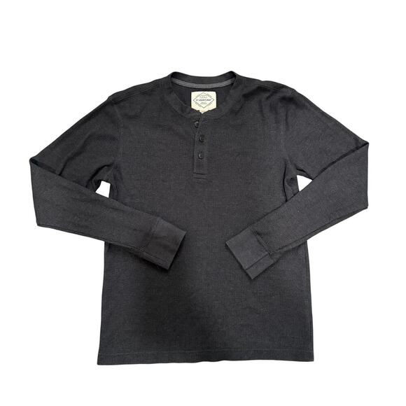 St. John’s Bay Men Gray Henley Long Sleeve Thermal Shirt Medium Layering Fall - Picture 1 of 5
